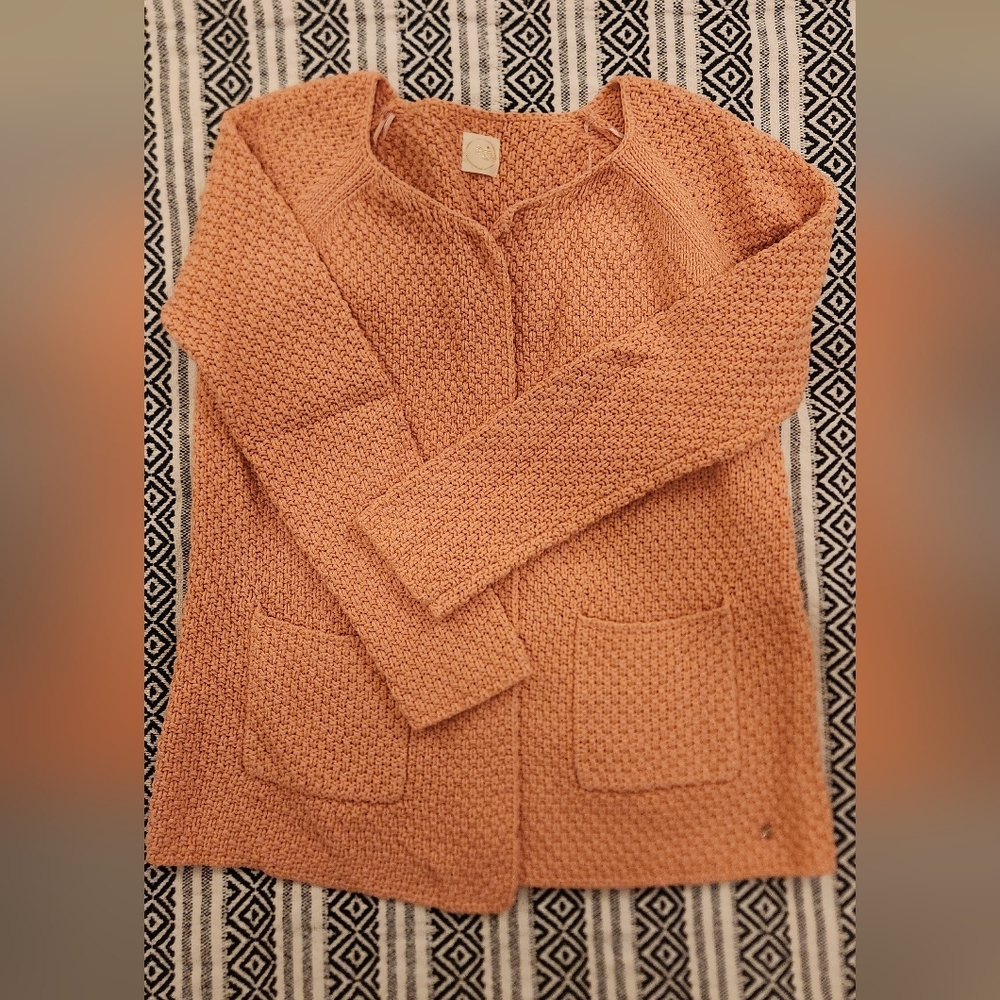 Elegant Coral Knit Cardigan